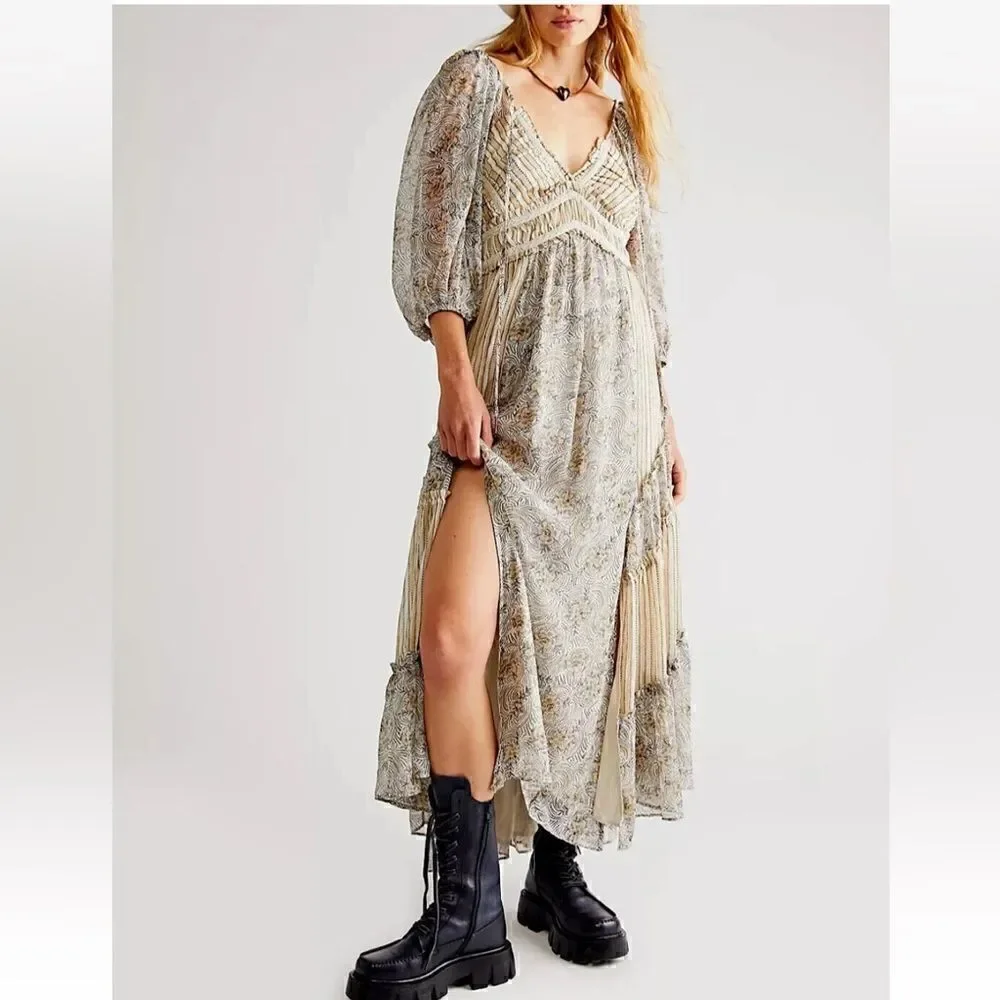 Free People You're A Jewel Printed Maxi dress in Tea Combo